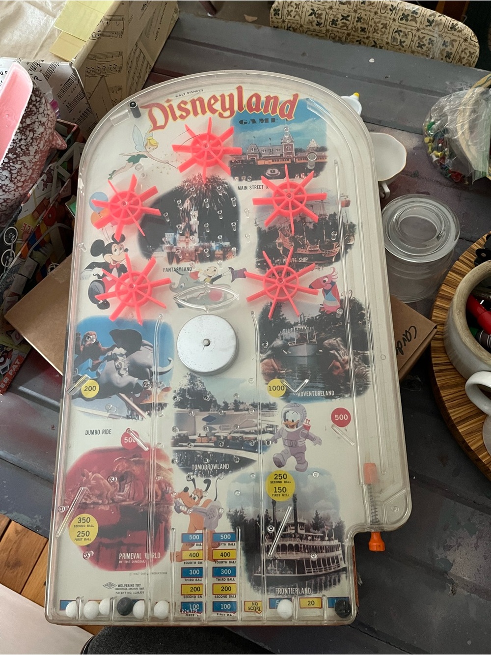 Vintage Disneyland Handheld Pinball Game - White & Red